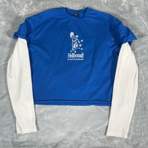 Urban Outfitters Hellbound T Shirt Mens M Boxy Cropped Oversized Thermal Sleeve